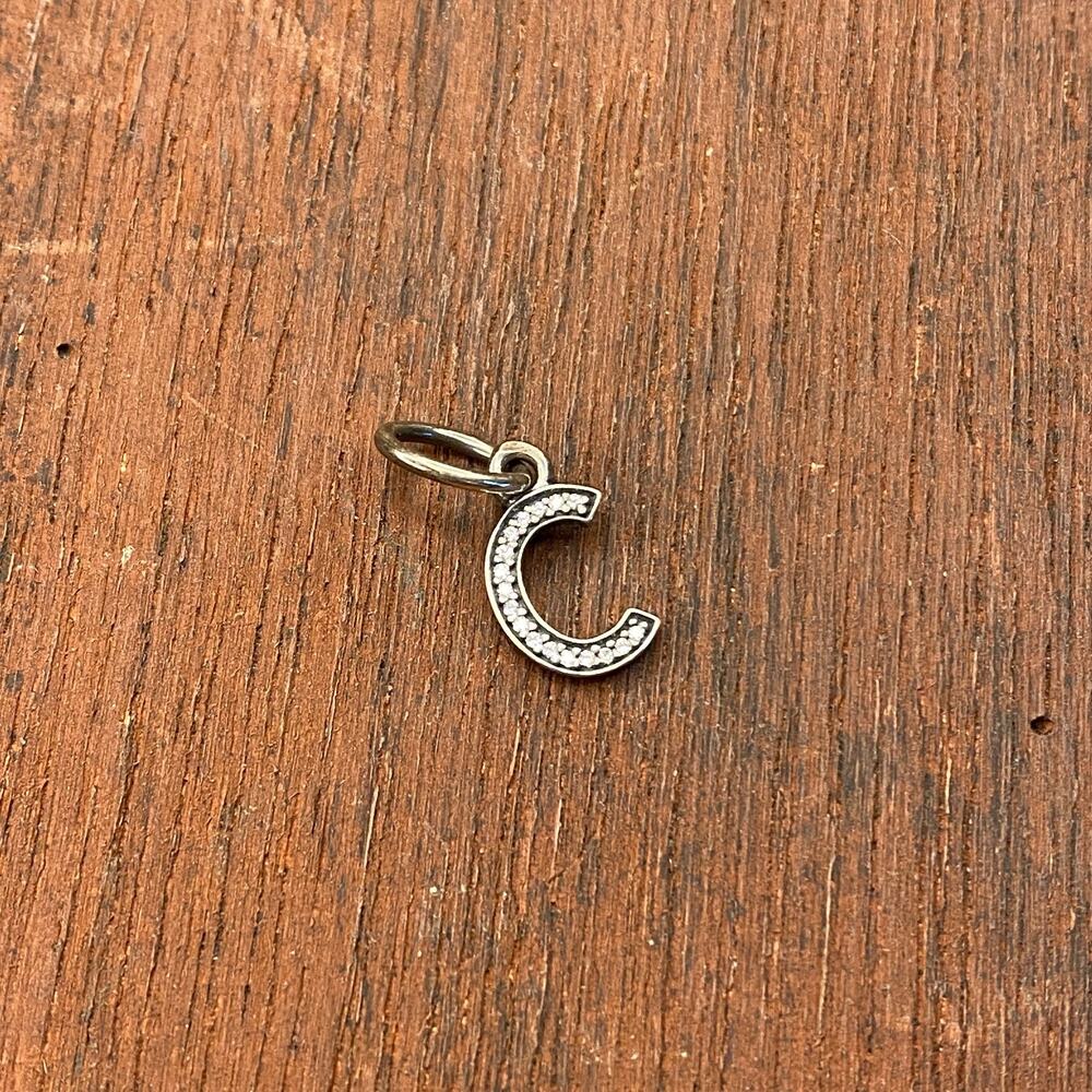 Pandora Sterling Silver Alphabet Letter C Dangle Clear Zirconia Retired 791315CZ